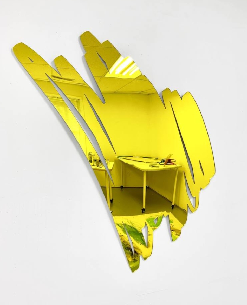 Diagonal scribble mirror wall sculpture, 